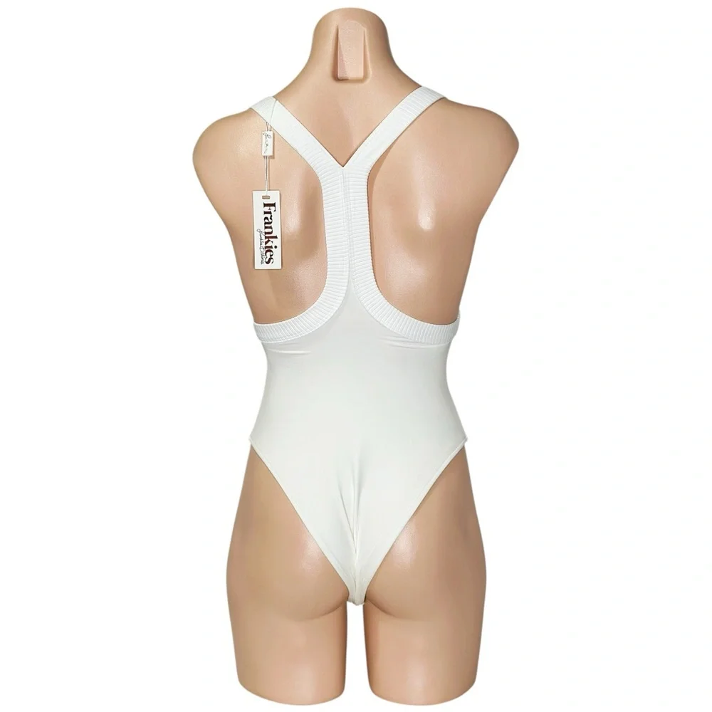 FRANKIES BIKINIS Charlotte One Piece Swim, White, XS